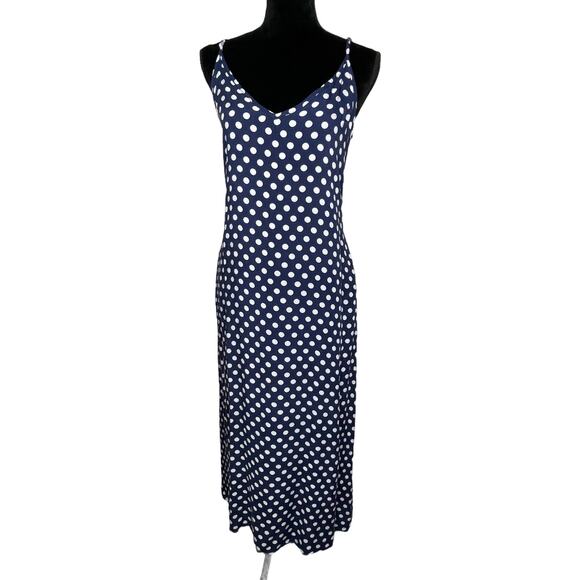 Anself Polkadot Summer dress blue and white with pockets - Small - Picture 1 of 6